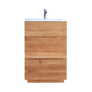 Tikamoon Meuble salle de bain en chêne massif et céramique 60 cm Karl  