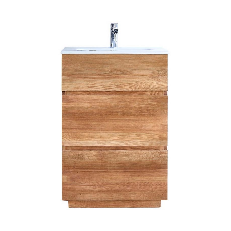 Tikamoon Mobile per il bagno in legno di quercia massello e ceramica 60 cm Karl  