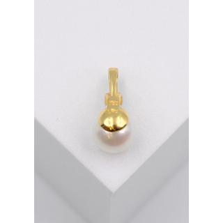 MUAU Schmuck  Anhänger Gelbgold 750 Akoya Perle 7mm, Diamant 0.06ct. 