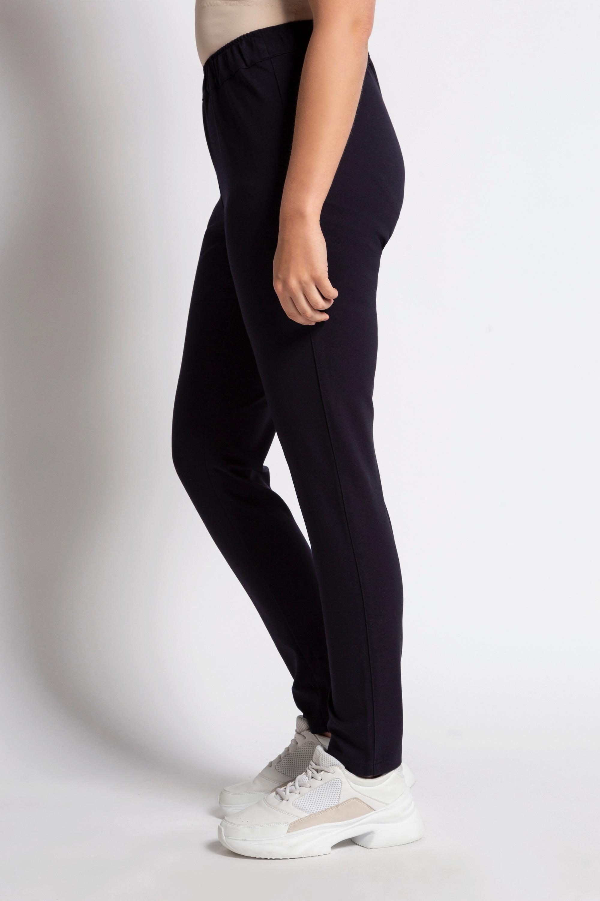 Ulla Popken  Pantalon en point de Rome Sienna, coupe slim et taille élastique 