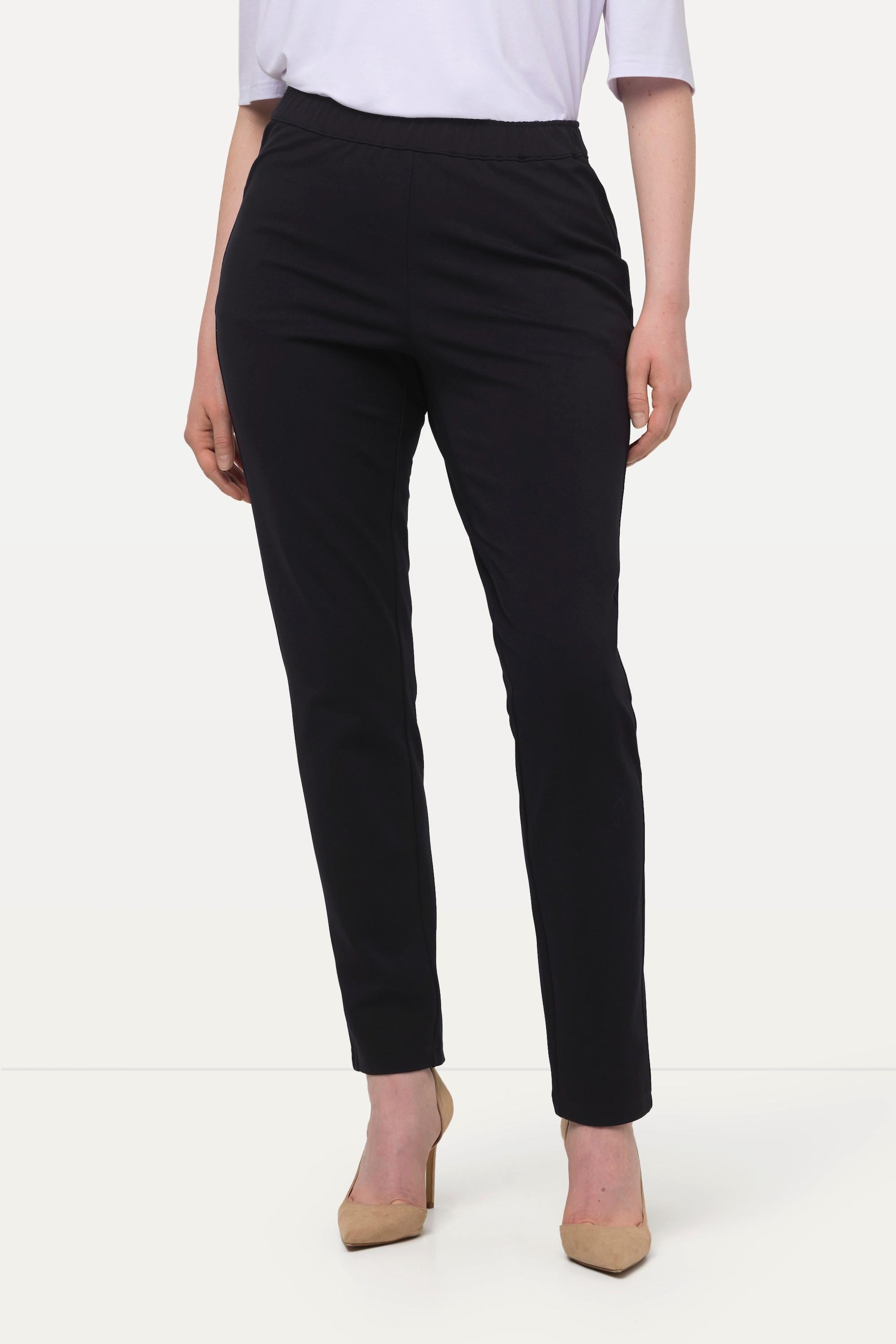 Ulla Popken  Pantalon en point de Rome Sienna, coupe slim et taille élastique 