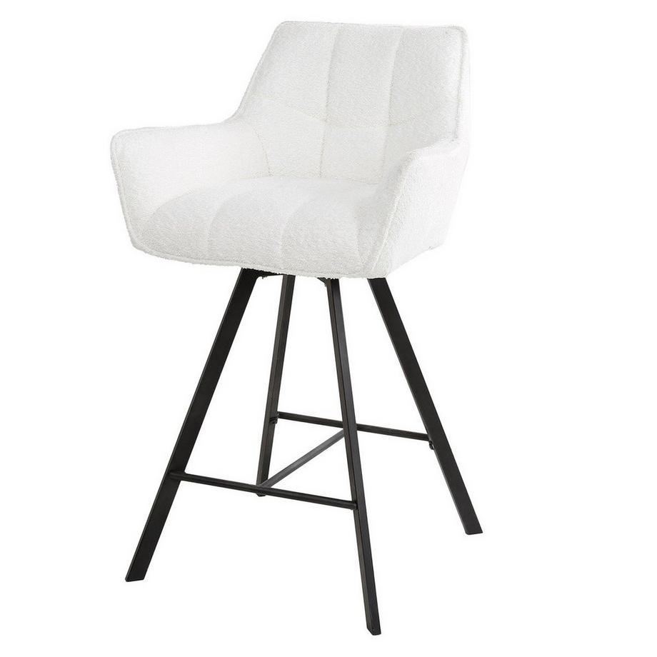 mutoni Chaise de bar Grid Bouclé blanc  