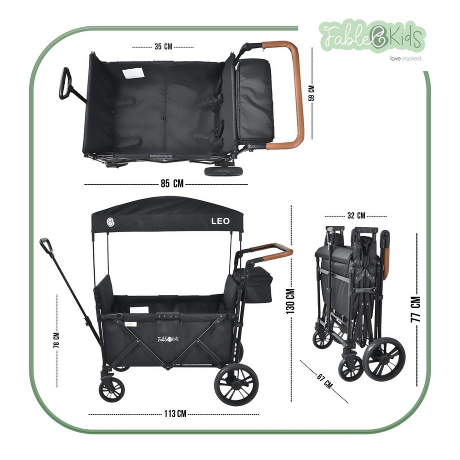 FableKids  Chariot pliable LEO X4Lite avec toit Chariot de transport pliable 