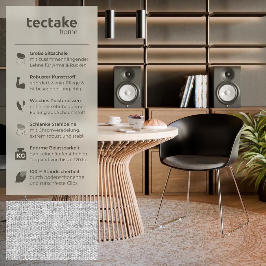 Tectake Kunststoff-Armlehnstuhl Logart  Kunststoffschale, gepolstert  durchgehende Arm- und Rückenlehne  