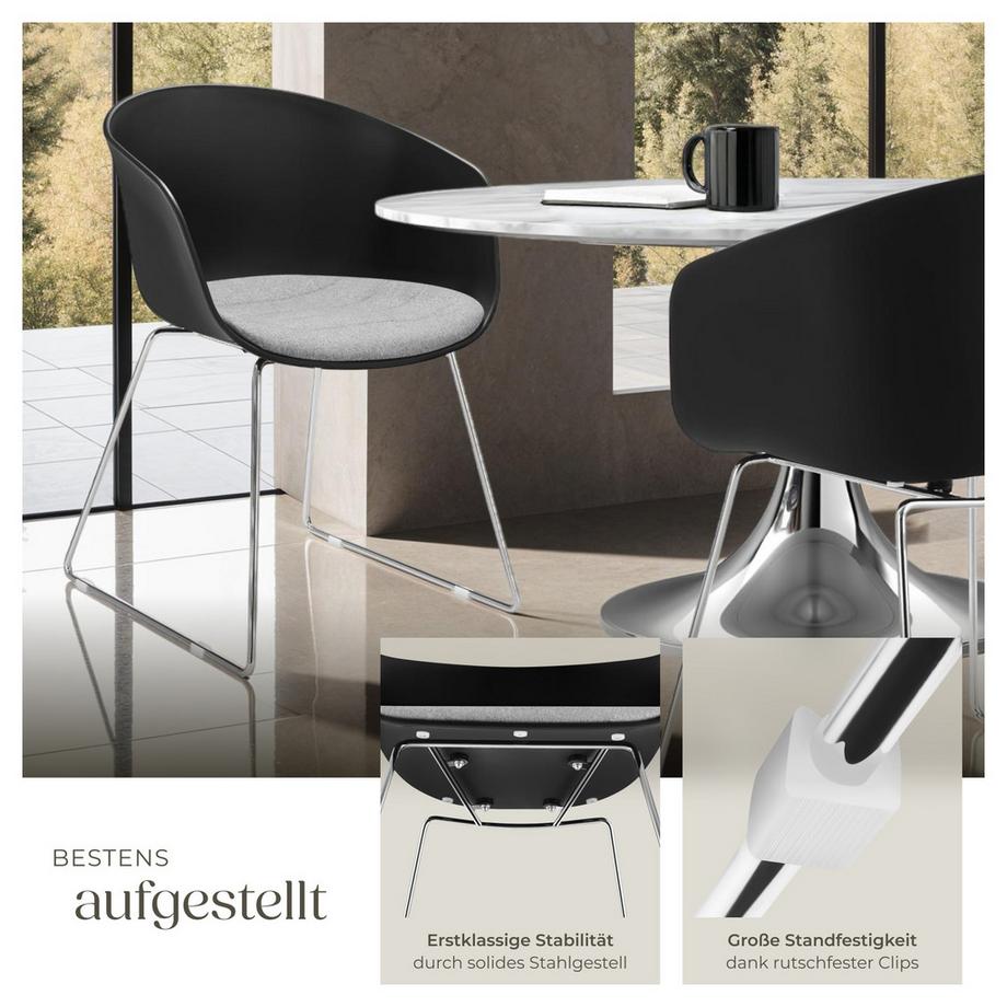 Tectake Kunststoff-Armlehnstuhl Logart  Kunststoffschale, gepolstert  durchgehende Arm- und Rückenlehne  