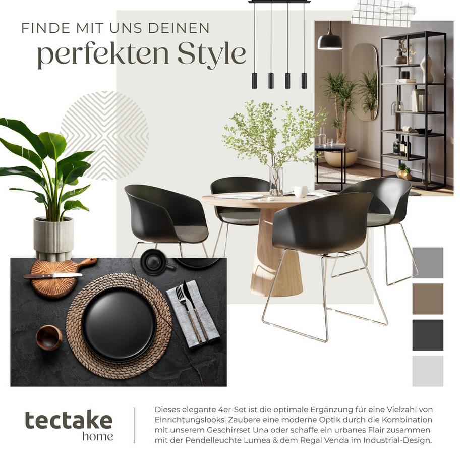 Tectake Kunststoff-Armlehnstuhl Logart  Kunststoffschale, gepolstert  durchgehende Arm- und Rückenlehne  