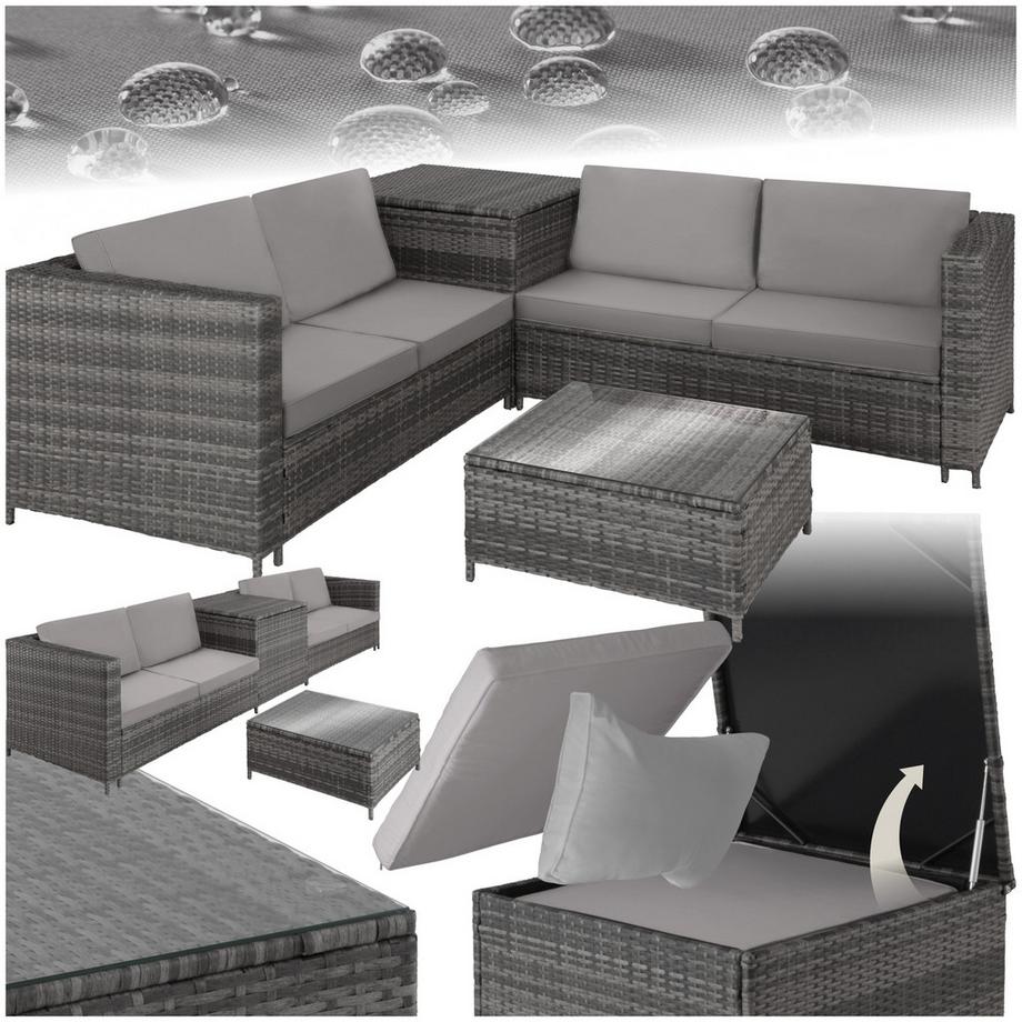 Tectake Rattan Lounge Siena für 4 Personen widerstandsfähig und UV-beständig  