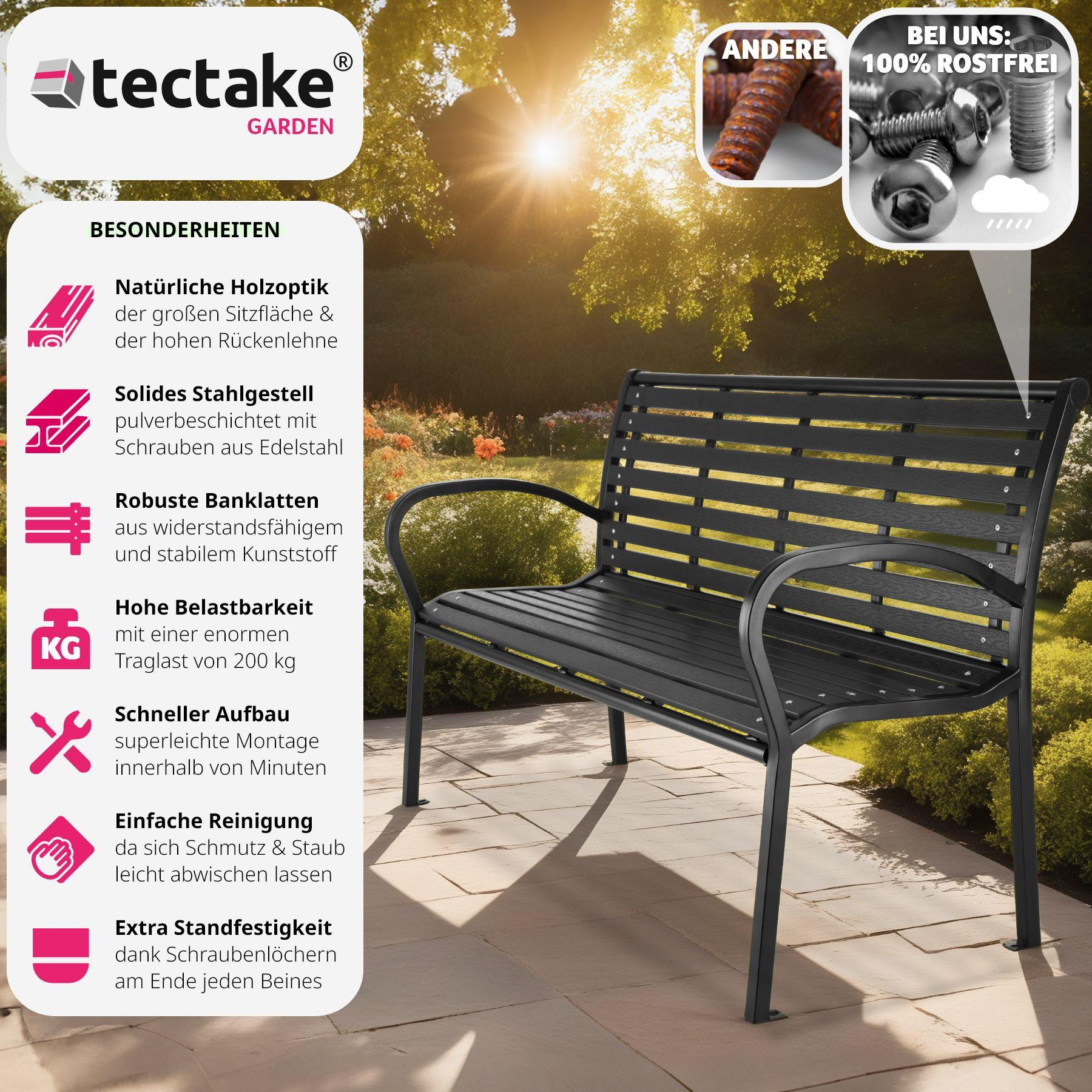 Tectake Panca da giardino Pino da 3 posti 126 x 62 x 81,5 cm  