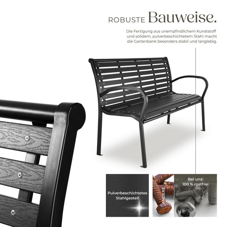 Tectake Gartenbank Pino 3-Sitzer aus Kunststoff und Stahl  