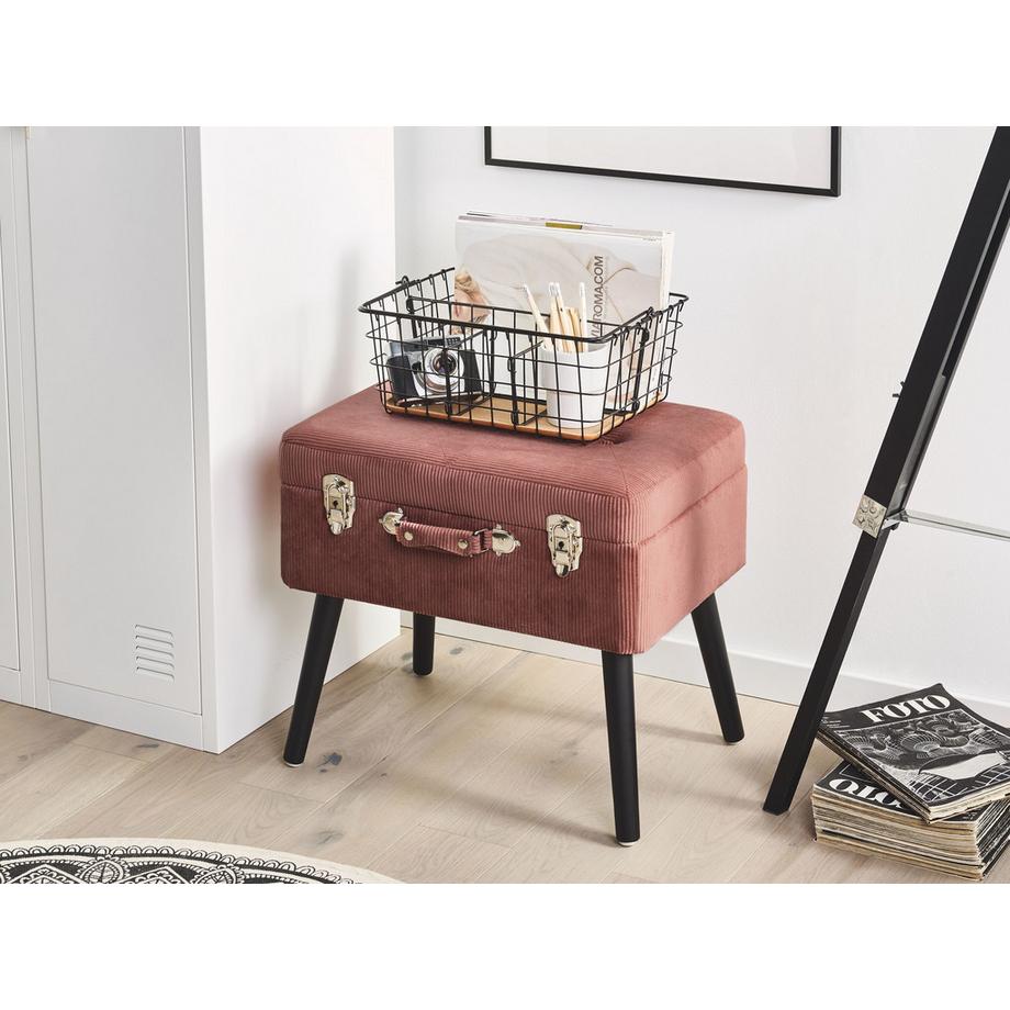 Beliani Tabouret de rangement en Velours côtelé Rétro MALLARD  