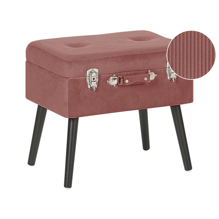 Beliani Tabouret de rangement en Velours côtelé Rétro MALLARD  