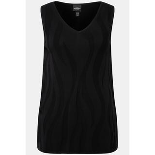 Ulla Popken  Top smanicato di maglia con design a onde e scollo a V 