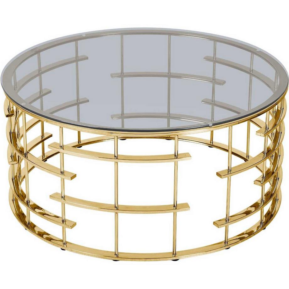 mutoni Tavolino Blustix metallo vetro oro grigio 90  