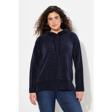 Sweat-shirt en maille chenille, capuche avec cordon de serrage, manches longues