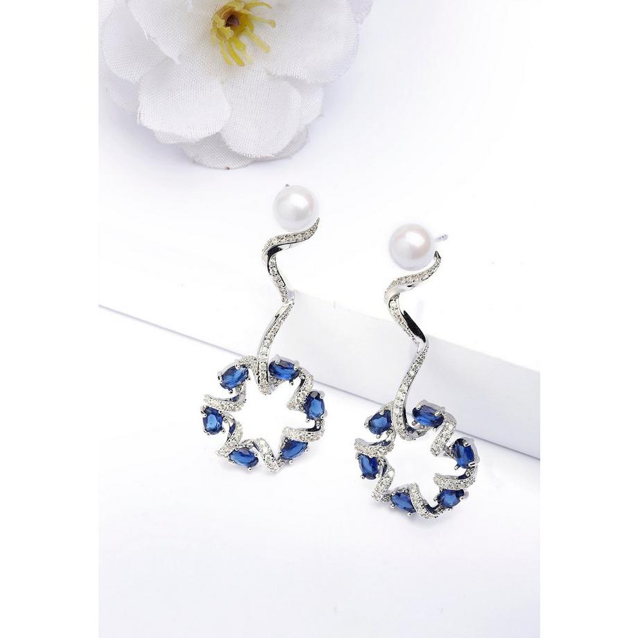 AVANT-GARDE PARIS  Zarte Dunkelblaue Wirbel-Tropfenohrringe 