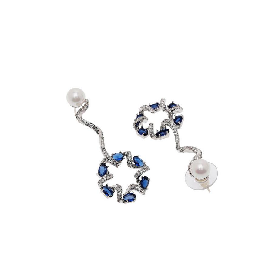 AVANT-GARDE PARIS  Zarte Dunkelblaue Wirbel-Tropfenohrringe 