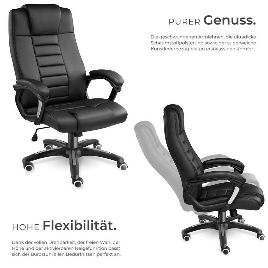 Tectake Bürostuhl MAFZ 360° drehbar und stufenlos höhenverstellbar mit gepolsterten Armlehnen  