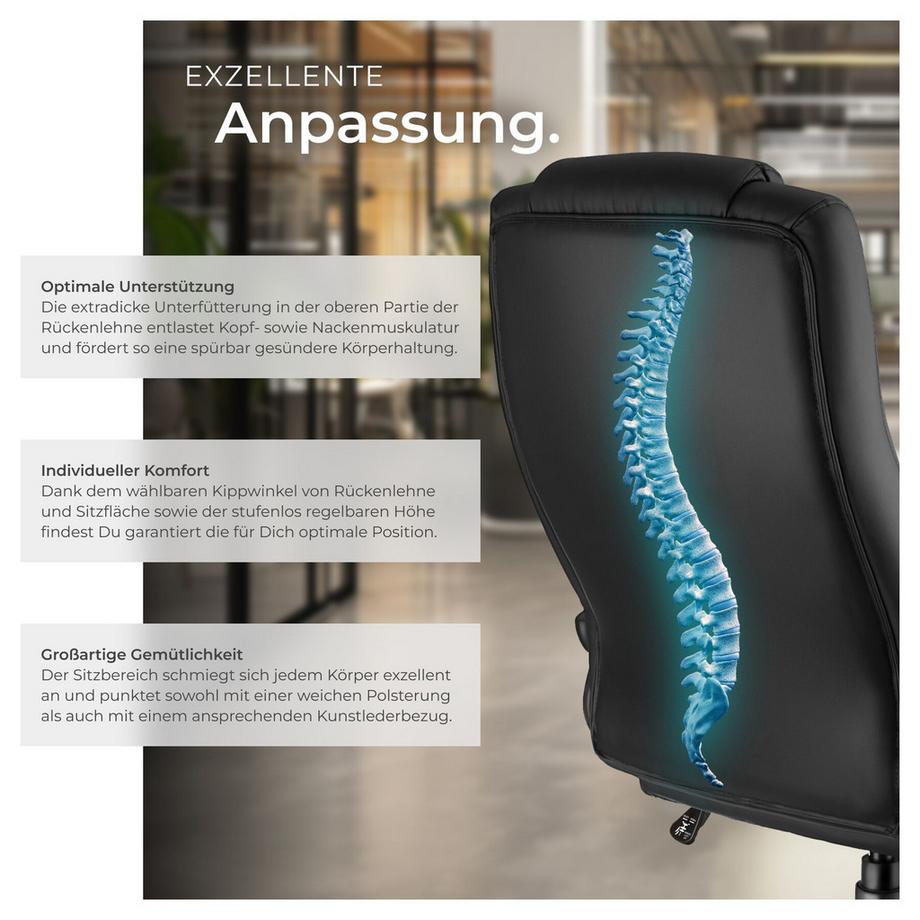 Tectake Bürostuhl MAFZ 360° drehbar und stufenlos höhenverstellbar mit gepolsterten Armlehnen  