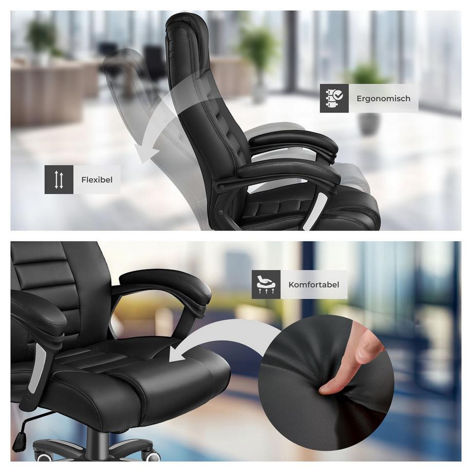 Tectake Sedia da ufficio MAFZ rotazione a 360° e regolazione continua della altezza  