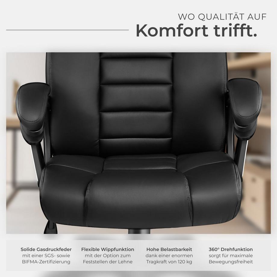 Tectake Sedia da ufficio MAFZ rotazione a 360° e regolazione continua della altezza  