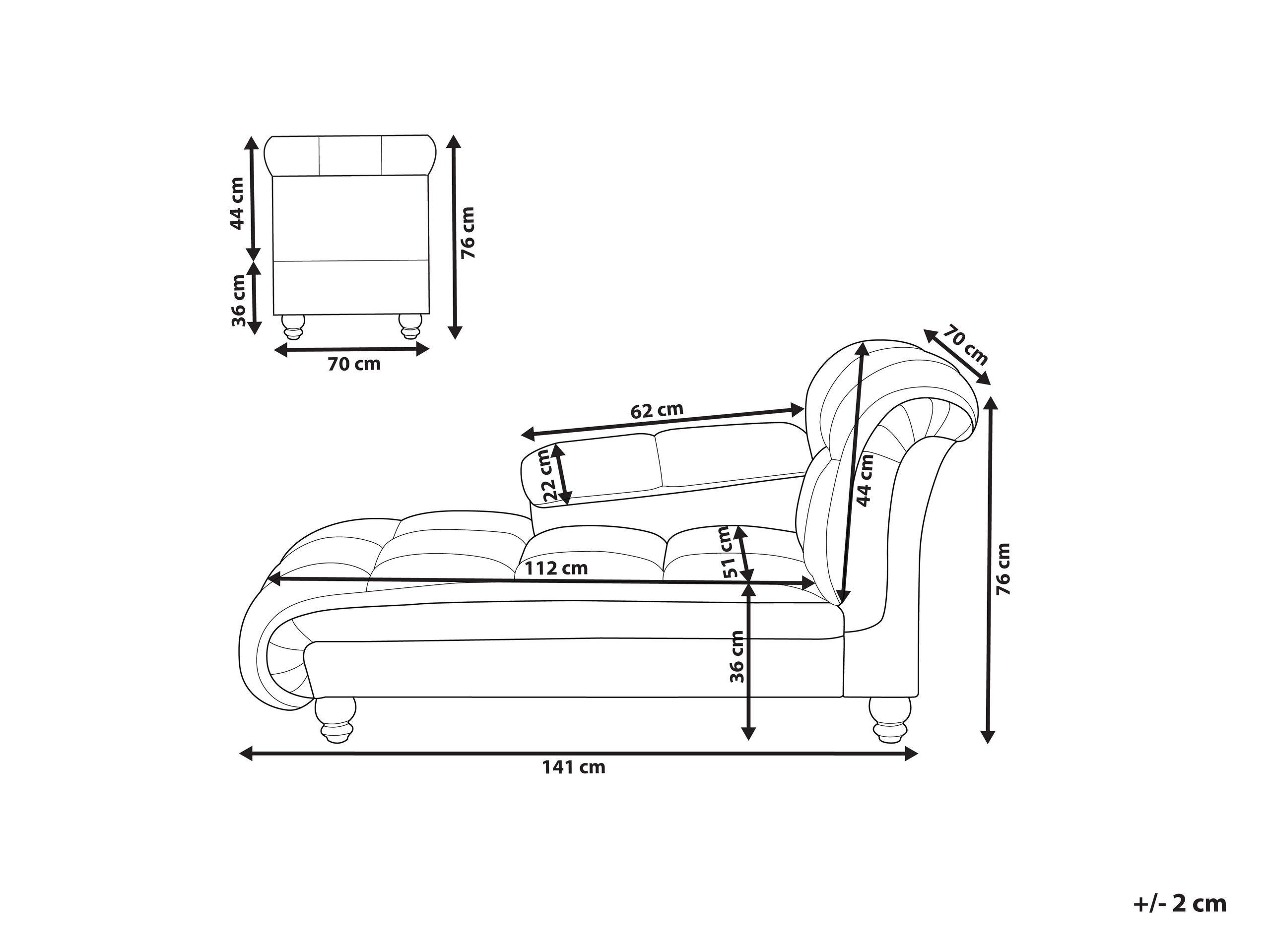 Beliani Chaise longue côté droit en Polyester Glamour LORMONT  