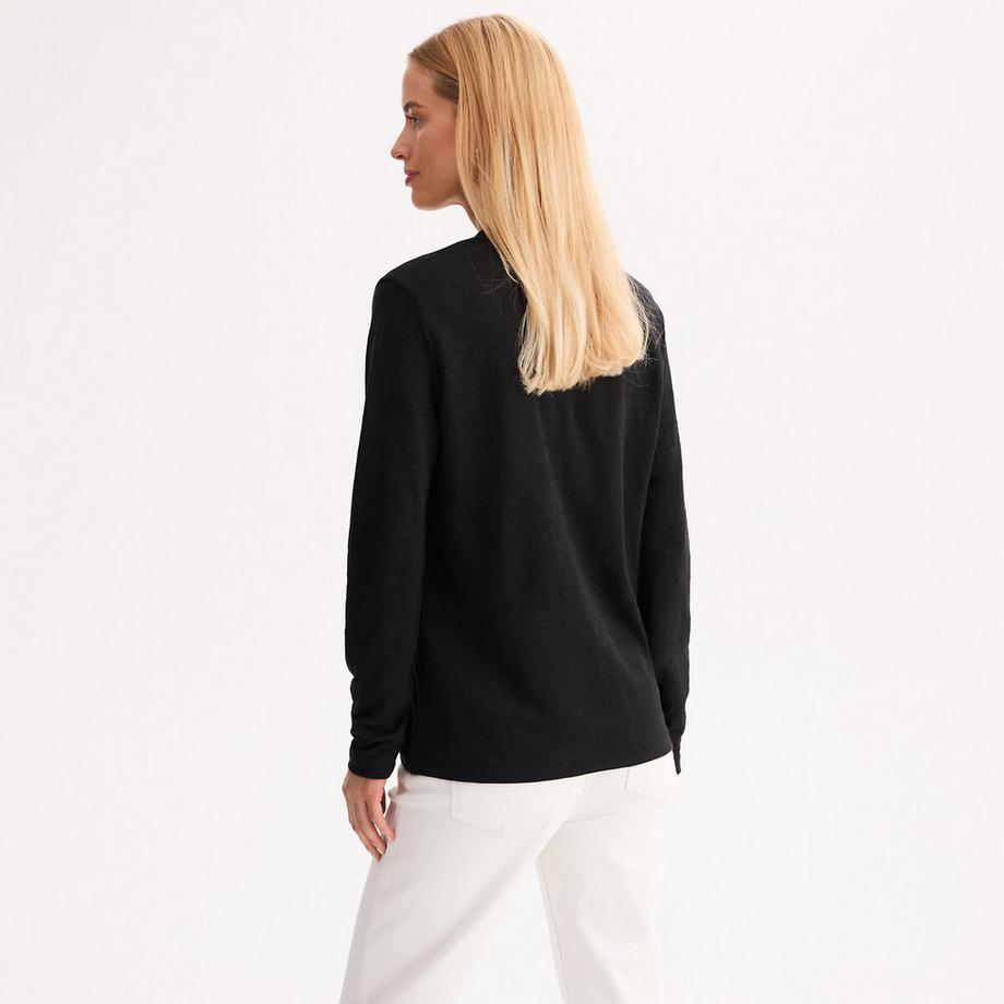 La Redoute Collections T-shirt Col Rond Patte de Boutonnage  