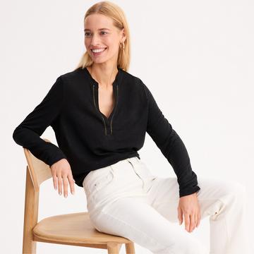 Shirt mit rundem Ausschnitt und Knopfleiste