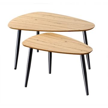 Lot de 2 Tables Gigognes avec Pieds en Métal