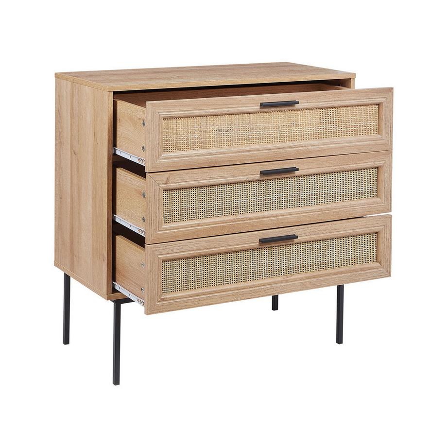 Beliani Commode à 3 tiroirs en Panneau de particules de bois Boho PASCO  