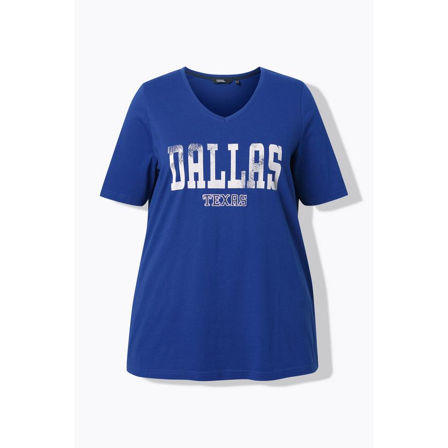 Ulla Popken T-Shirt Svasata Stampa Scritta Scollo Rotondo Mezze Maniche  