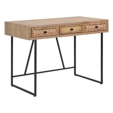 Schreibtisch mit 3 Schubladen - MDF & Metall - Holzfarben & Schwarz - AKIVI