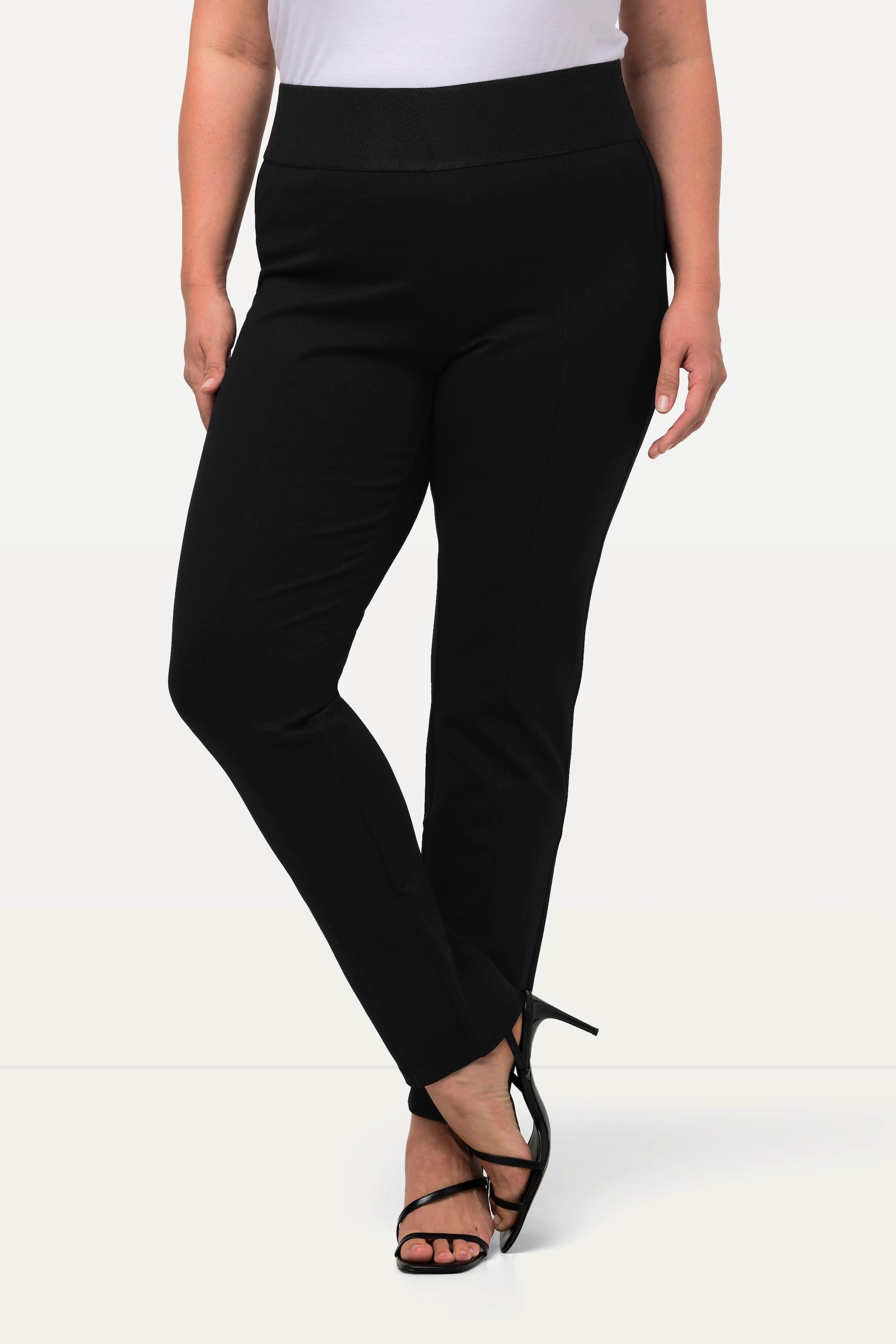 Ulla Popken  Pantalon Sienna, jambe slim et taille élastique, en tissu point de Rome 