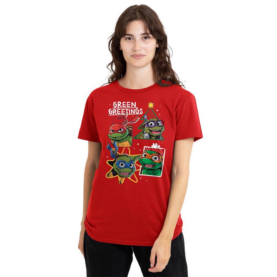 TEENAGE MUTANT NINJA TURTLE T-Shirt Green Greetings con Design Natalizio  