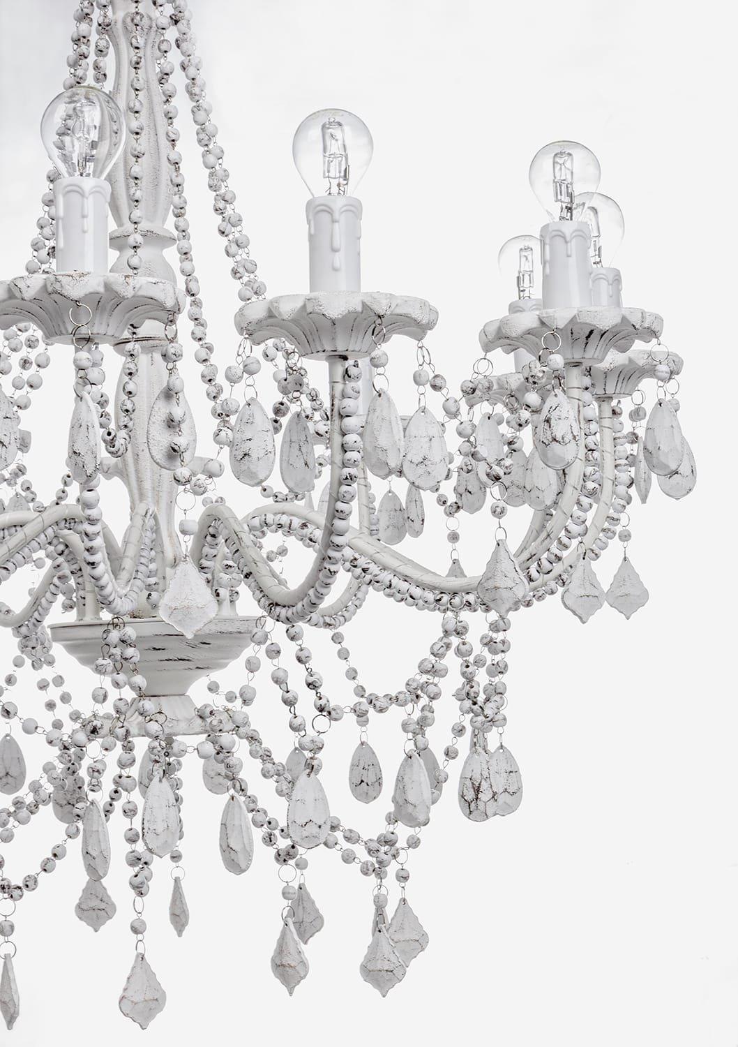 mutoni Chandelier perles 12 lumières blanc  