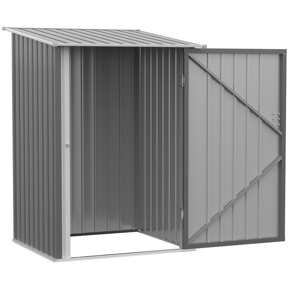 Northio Stahl Gerätehaus 0,92 m² Abschließbarer Gartenschrank mit Pultdach, 100x103x160cm, Grau  
