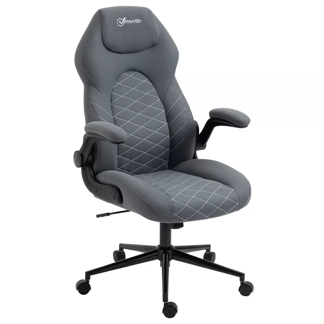 Northio – Bürostuhl, Ergonomischer Schreibtischstuhl, Computerstuhl Mit Wippfunktion, Verstellbaren Armlehnen, Drehstuhl Weichem Kissen, 65X69CM