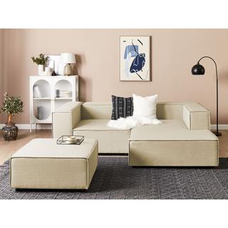 Beliani Ecksofa mit Ottomane aus Leinen Modern APRICA  