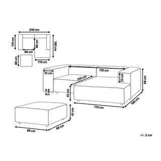 Beliani Ecksofa mit Ottomane aus Leinen Modern APRICA  