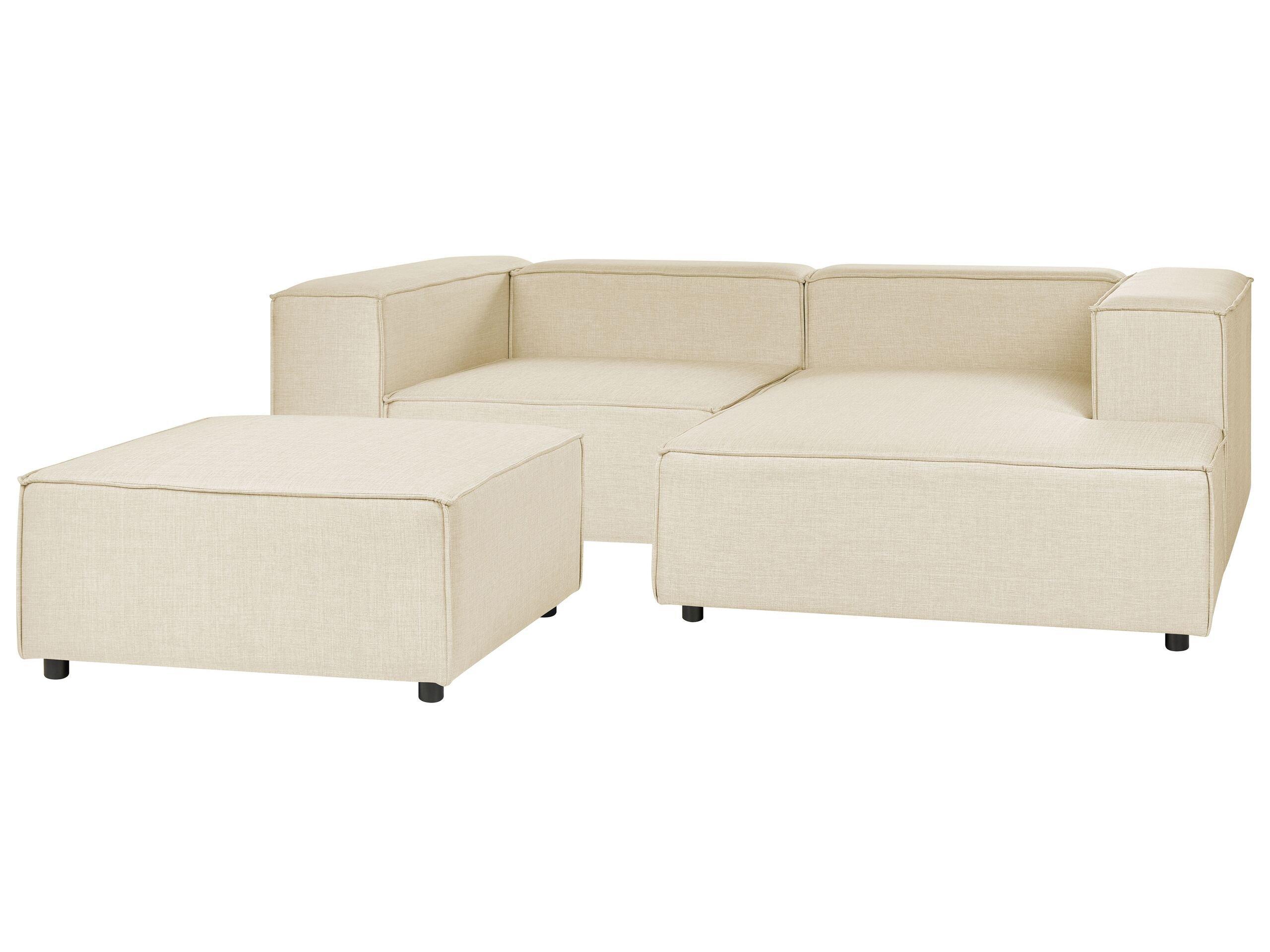 Beliani Ecksofa mit Ottomane aus Leinen Modern APRICA  