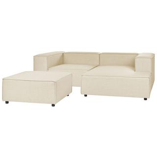 Beliani Ecksofa mit Ottomane aus Leinen Modern APRICA  