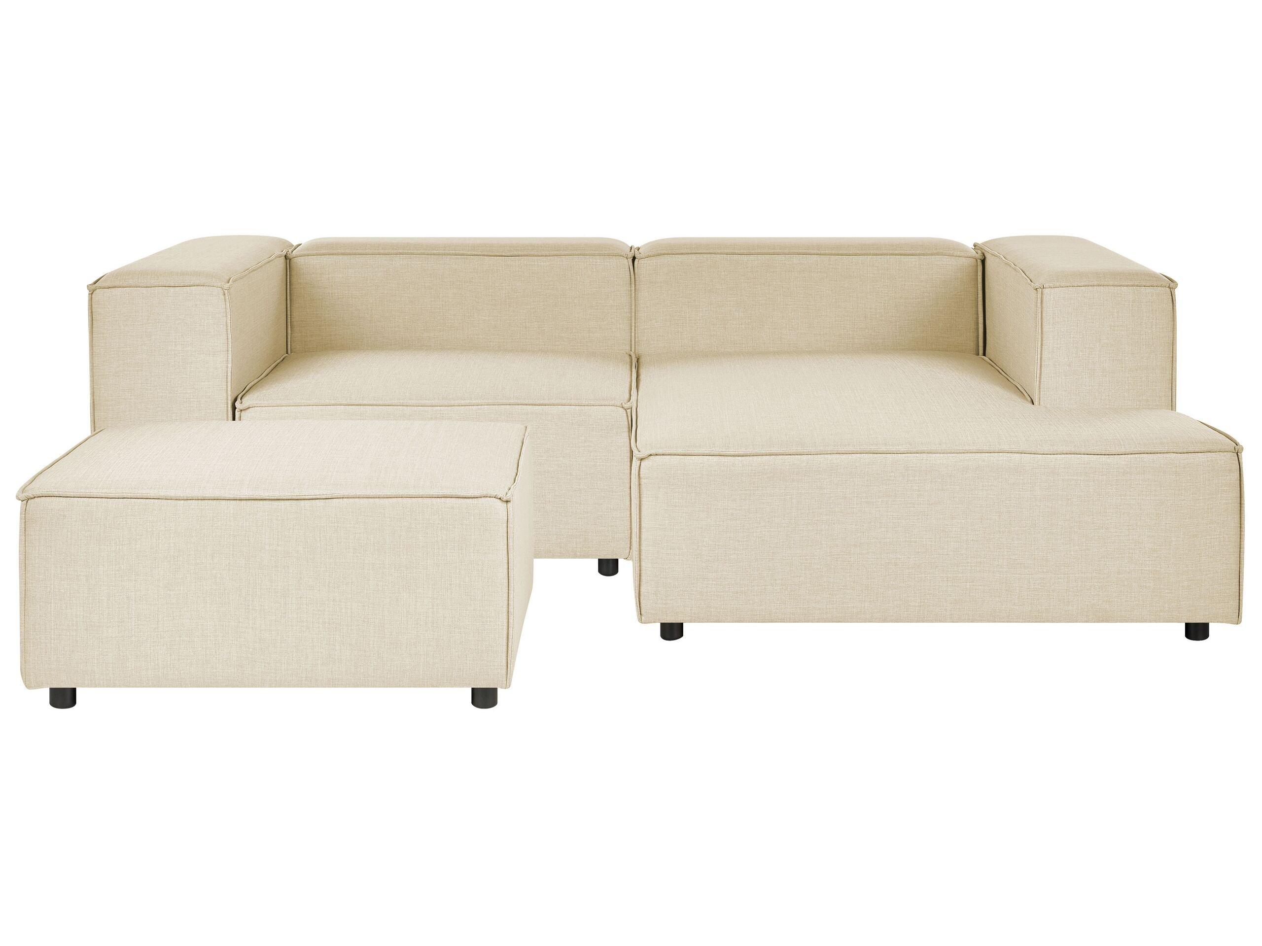 Beliani Ecksofa mit Ottomane aus Leinen Modern APRICA  