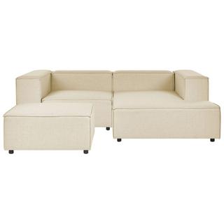 Beliani Ecksofa mit Ottomane aus Leinen Modern APRICA  