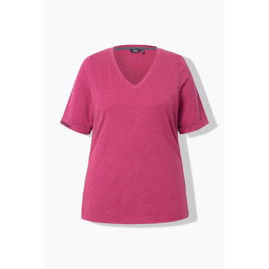 Ulla Popken Classic V-Ausschnitt Halbarm T-Shirt Schriftdruck  