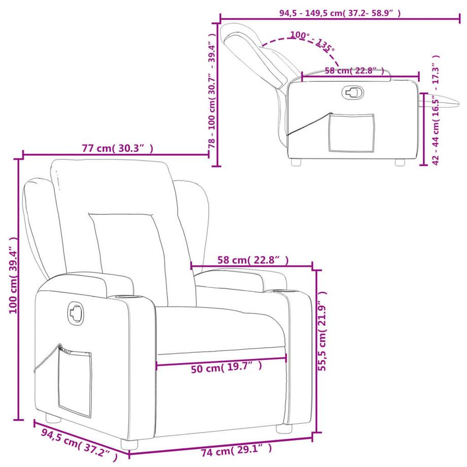 VidaXL Fauteuil inclinable tissu  