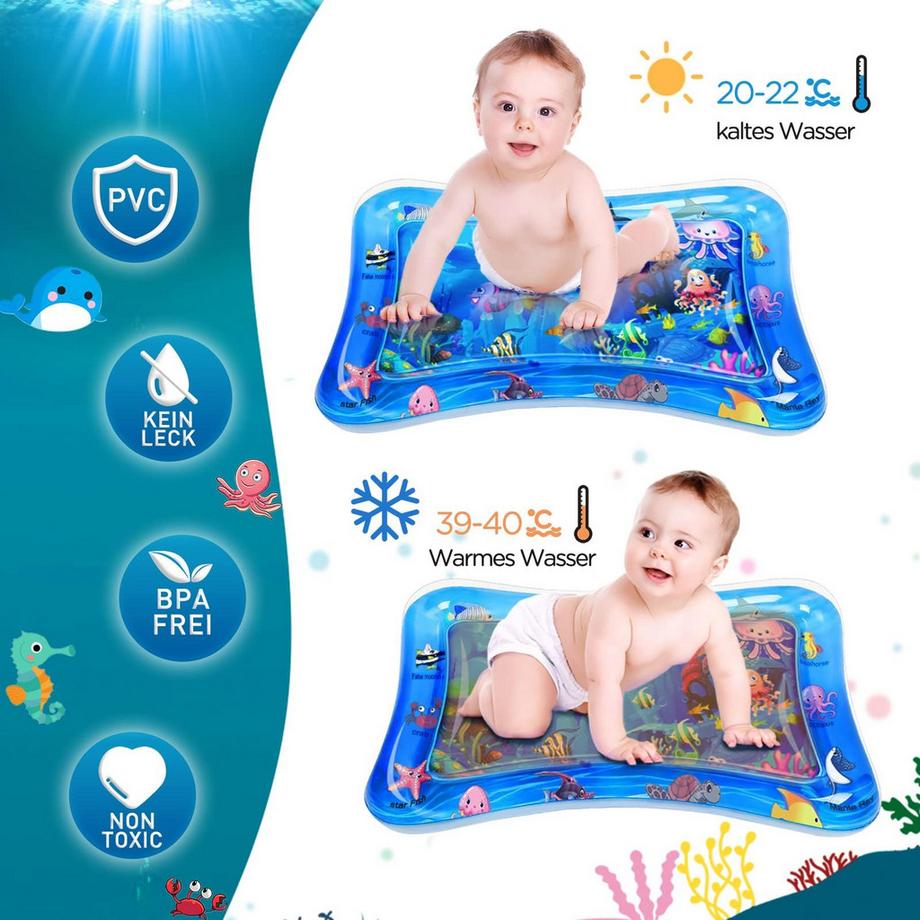 Activity-board  Wasserspielmatte BPA-frei, Spielmatte Baby, aufblasbare Bauchzeitmatte 