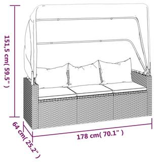 VidaXL Canapé de jardin 3 places rotin synthétique  