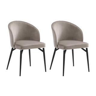 Maison Céphy Lot de 2 chaises en velours et métal noir - Beige - GILONA de Maison Céphy  