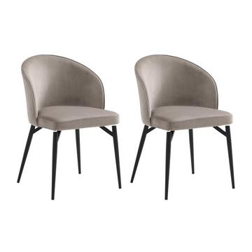 Lot de 2 chaises en velours et métal noir - Beige - GILONA de Maison Céphy