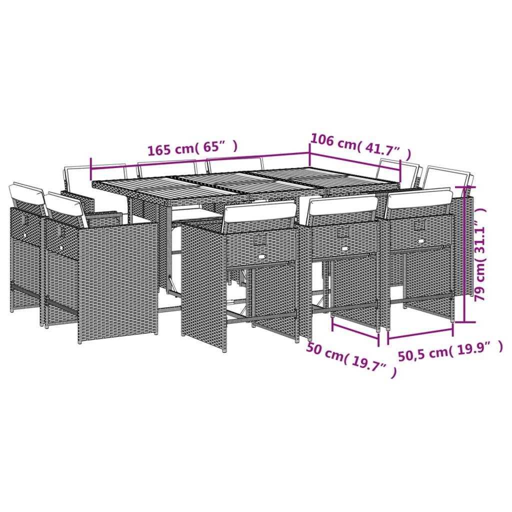 VidaXL Ensemble de salle à manger de jardin rotin synthétique  