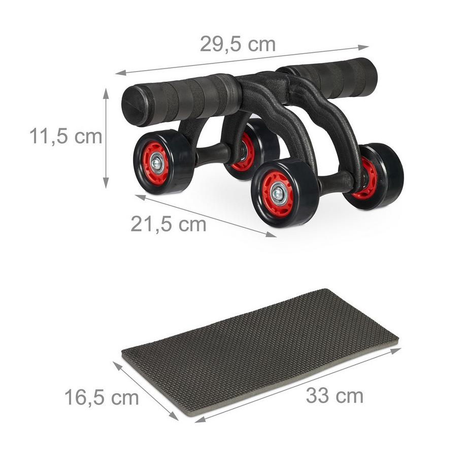 Northix  Bauchroller mit 4 Rädern, Kniematte 